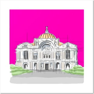 bellas artes mexico city architectural monument Posters and Art